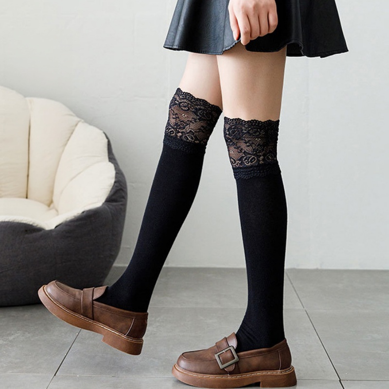 Boot Sock Slouchy - Весенне-осенние белые кружевные носки с рюшами